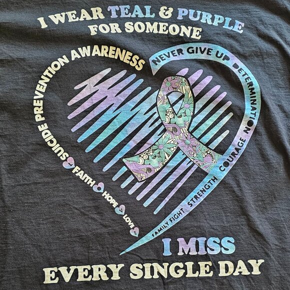 Suicide Awareness Graphic Tshirt, Black, Size L - Picture 1 of 7